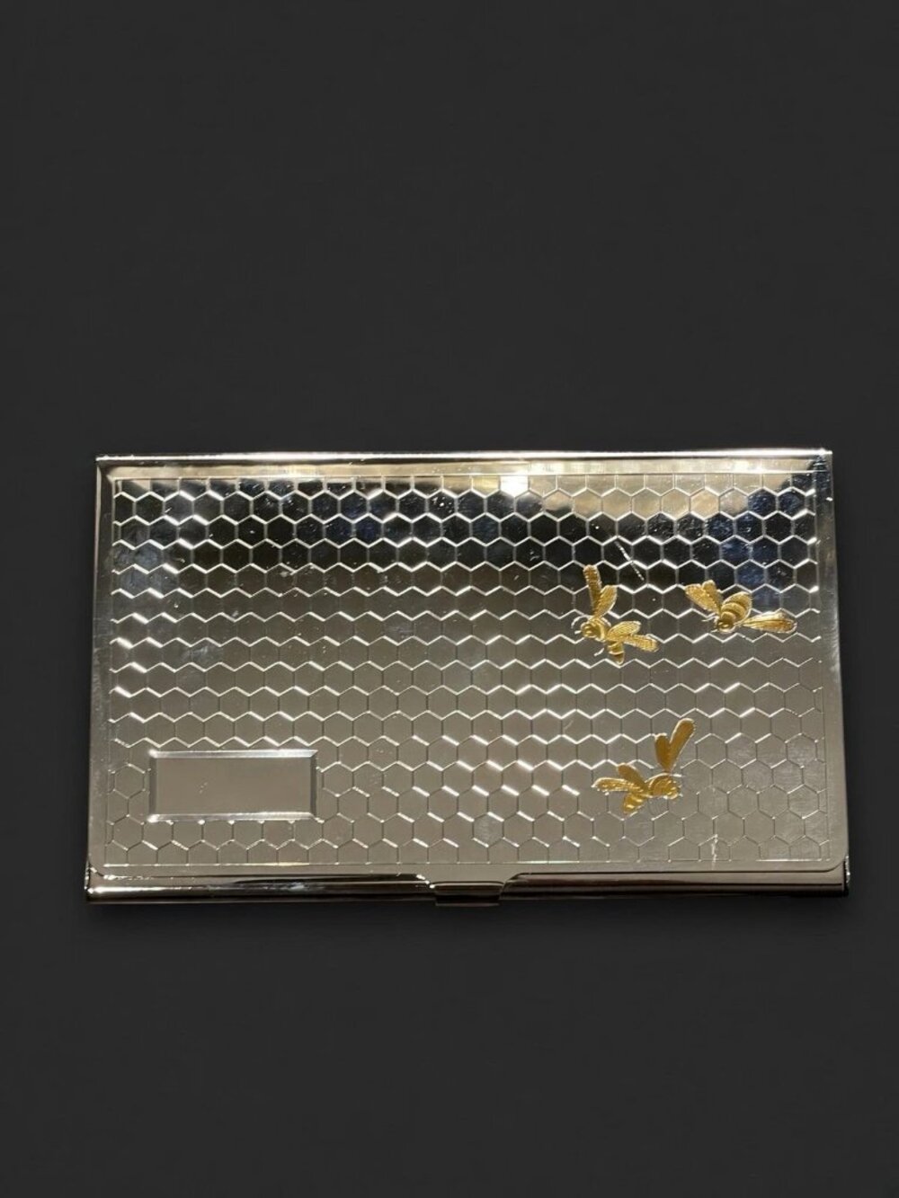 Met Museum MMA Honeycomb Bee Business Card Case Silver Tone Gift Box